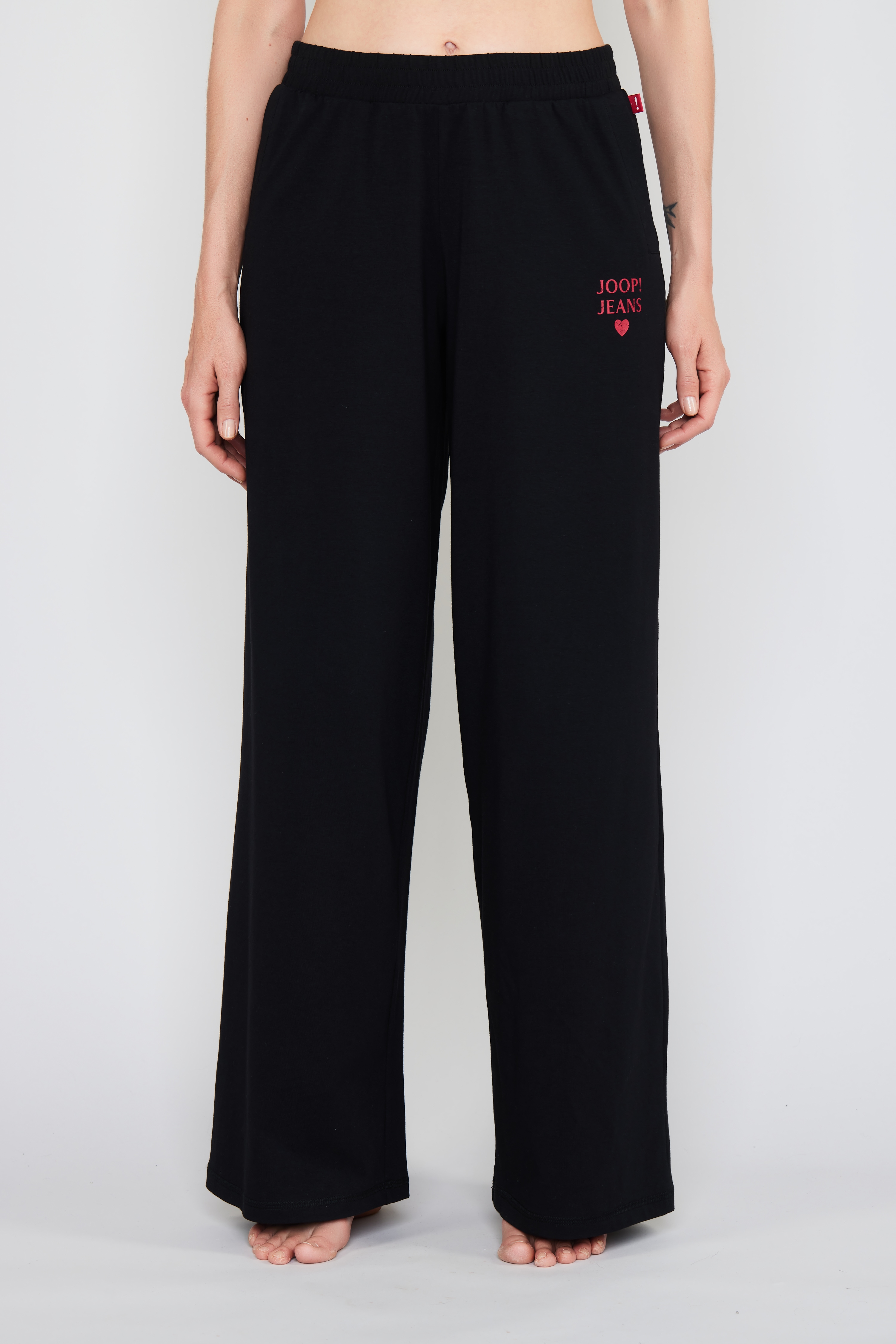 Pyjamahose JOOP JEANS "After Dark (JOOP Jeans)", Damen, Gr. XL, N-Gr, schwarz, Jersey, Obermaterial: 95% Baumwolle, 5% Elasthan, lang, Hosen Pyjamahose, elastischer Bund, Cotton-Mix, weites Bein, Logo-Print, Taschen Image