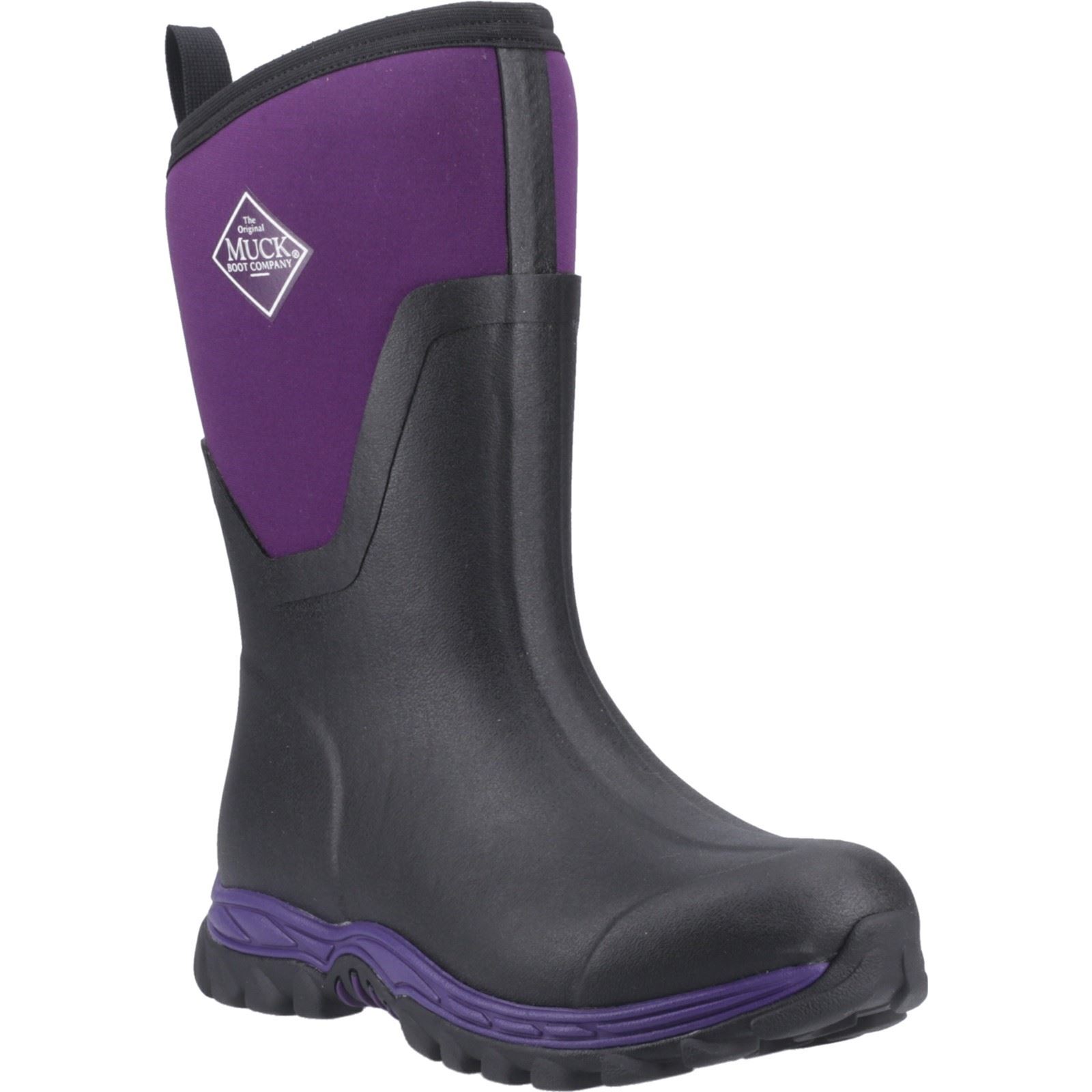 Muck Boots Arctic Sport II Mid Gummistiefel Damen Schwarz/Acai Winter Stiefel in mittlerer Schafthöhe