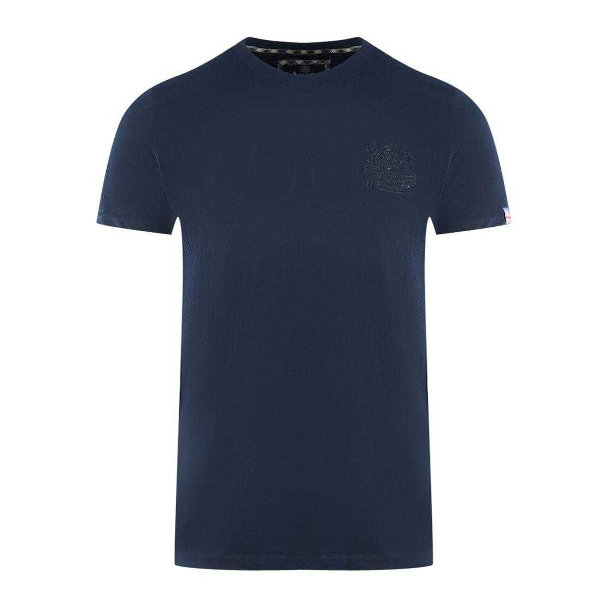 Aquascutum Herren London Aldis Tonal Logo T-Shirt (Navy Blau) Image