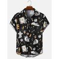 Halloween Homme Grimace Crânes Chemise Chemise d'été Chemise Décontractée Manches courtes Horreur Vacances Tenue quotidienne Le thème de la fête Printemps Été Revers Imprimé Blanc Noir Noir 1