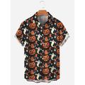 Halloween Homme Grimace Crânes Chemise Chemise d'été Chemise Décontractée Manches courtes Horreur Vacances Tenue quotidienne Le thème de la fête Printemps Été Revers Imprimé Blanc Noir Noir 1