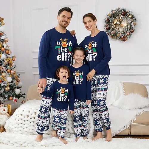 Pyjamas de Noël en famille Vêtements de Nuit Renne Rodolphe Graphique Tenues assorties à la famille Doux pour Homme Femmes Garçons Fille Adultes Enfant Noël Nouvel An la veille de Noël Vêtements de