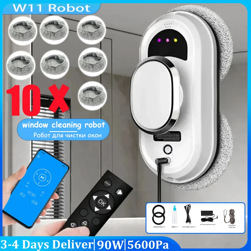 5600pa robot aspirateur, robot de nettoyage de fenêtre à distance, capteur de nettoyage de chemin MEMS, verre de nettoyage silencieux, robot de nettoyage