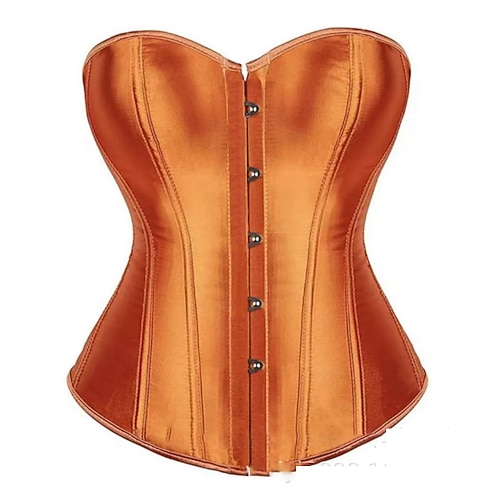 Damen Korsett Shapewear Taillenmieder Formende Unterwäsche Sexy Korsett Sexy Süß Einfarbig Knöpfe Urlaub Party Straße Ärmellos Schulterfrei Schwarz Rote Orange Frühling Herbst Figurbetonter Schnitt Image