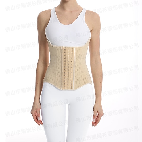 Damen Korsett Shapewear Taillenmieder Formende Unterwäsche Sexy Korsett Lässig Einfarbig Knöpfe Urlaub Straße Date Ärmellos Schwarz Beige Frühling Herbst Figurbetonter Schnitt Image