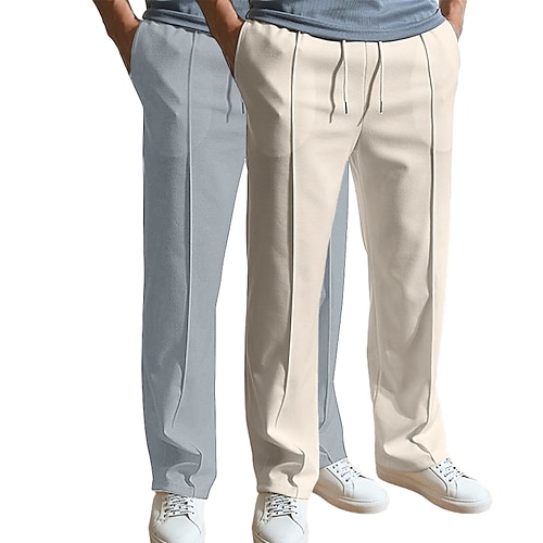 Herren Jogginghose Hose Baggy-Hosen Gerade geschnittene Sweatpants Faltenhose Kordelzug Elastischer Bund Mehrfachpackung Einfach Komfort Atmungsaktiv Volle Länge Outdoor Täglich Ausgehen Mode Image