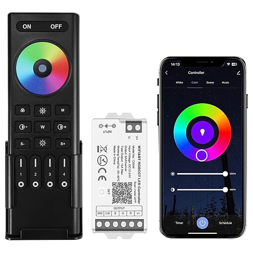 5050smd fcob cob rgbcct rf 2,4 ghz drahtlose fernbedienung rc03rfb c05rf tuya controller kit 4 zonen gruppensteuerung pwm rgbww(r g b c w) 6pin led streifen dc5v dc12v dc24v Image