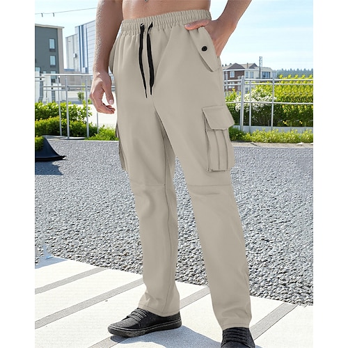 Herren Cargo-Hosen Hose Kordelzug Elastischer Bund Mehrere Taschen Einfach tragbar Outdoor Täglich Campen und Wandern Mode Klassisch Schwarz Gelb Image