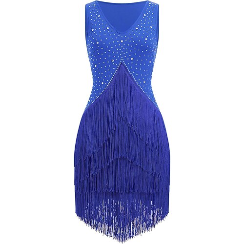 Strass-Fransen-Quaste Latein-Tanzkleid für Damen, Wettkampf-Ballsaal-Tanzkostüme, Tango-Salsa-Flapper-Kleider Image