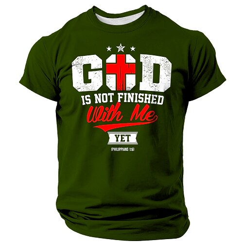 Herren Glaube Lustiger Slang T Shirt Kurzarm T-Shirt 3D-Druck Rundhalsausschnitt Hemd Mode Täglich Straße Täglich Schwarz Blau Grün Sommer Frühling Bekleidung S M L XL XXL XXXL Image