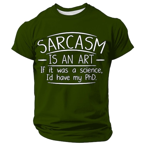Herren Lustiges Sarkasmus PhD Grafik Tee - 'Sarkasmus ist eine Kunst' Zitat Kurzarm T-Shirt für Humor-Liebhaber Image
