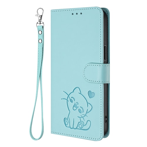 Handy Hülle Handyhüllen Für Google Pixel 9 Pro Pixel 9 Pro XL Pixel 8 Pro Pixel 8 Brieftaschenhülle Vollschutz mit Trageriemen Kameralinsenschutz Katze Retro TPU PU-Leder Image