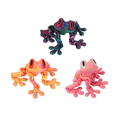 3/6 Stück 3D-gedruckter Magnetfrosch – bewegliches Froschmodell, 3D-gedruckte Schreibtischdekoration, Kühlschrankmagnet, Sammlerfigur, trendige Dekoration Image