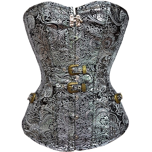 Damen Korsett Shapewear Taillenmieder Formende Unterwäsche Sexy Korsett Gotisch Sexy Blumen Rückenfrei Urlaub Straße Date Ärmellos Korsett Silber Frühling Herbst Figurbetonter Schnitt Image