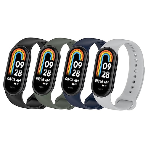 4er-Pack Smartwatch-Armbänder, kompatibel mit Xiaomi Mi Band 10, Band 9, Band 8, Smartwatch-Armband, verstellbares Sportarmband, Ersatzarmband Image