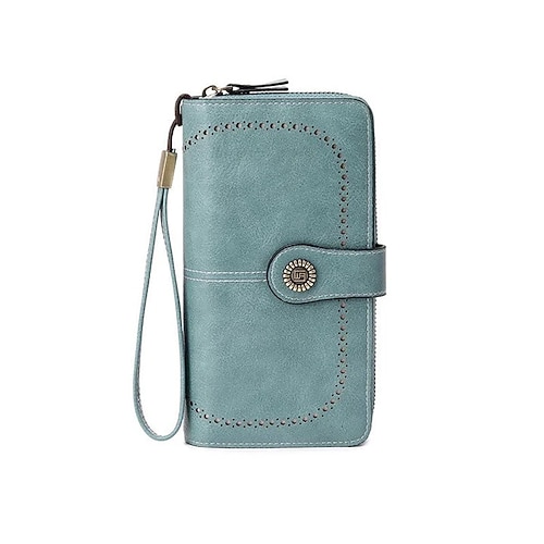 RFID-Antimagnetische lange Geldbörse Damen Reißverschluss Leder Geldbörse große Kapazität Reise Clutch stylischer Kreditkartenhalter Bifold Organizer modische Handtasche für den täglichen Gebrauch