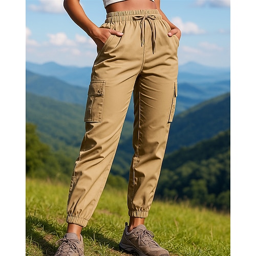 Damen Wanderhosen Jogginghosen Frühling Herbst Außen Normale Passform Schnelltrocknend Leicht Atmungsaktiv Hosen Elastischer Bund Rosa Braun Camping / Wandern Jagd Camping / Wandern / Höhlenforschung Image