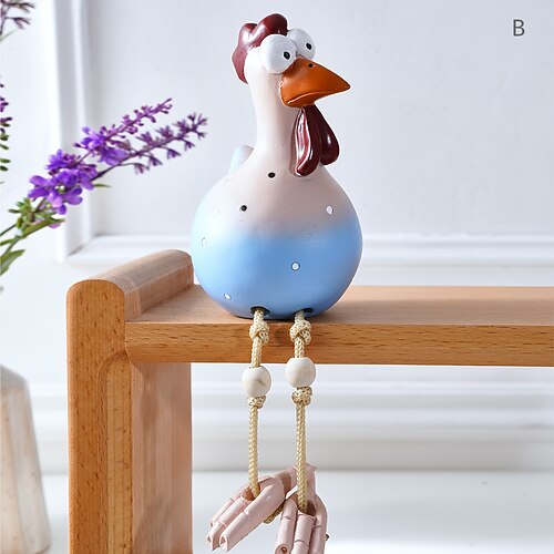süße, lustige Hühnerfigur mit großen Augen und langen Beinen – kreative hängende Hühner- und Truthahnskulptur für den Garten, Miniatur-Kunstornament für die Gartendekoration zu Hause und im Freien