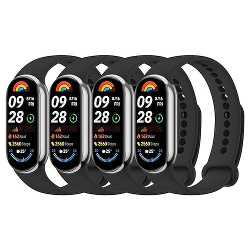 4er-Pack Smartwatch-Armbänder, kompatibel mit Xiaomi Mi Band 10, Band 9, Band 8, Smartwatch-Armband, verstellbares Sportarmband, Ersatzarmband Image