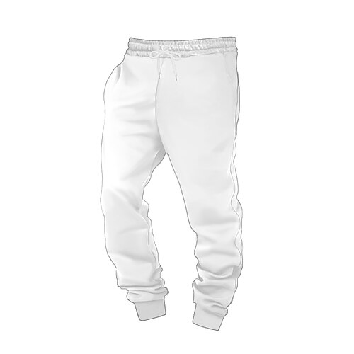 Herren Jogginghose Jogginghose Jogger Fleecehose Hose Freizeithose Kordelzug Elastischer Bund Einfach Warm Volle Länge Outdoor Heim Täglich Mode Klassicher Stil Schwarz Weiß Unelastisch Image
