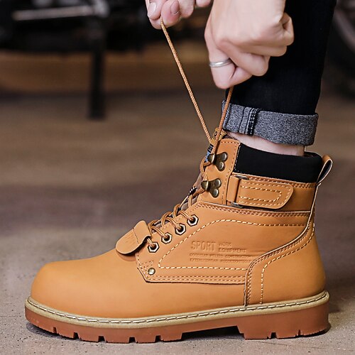 Herren-Arbeitsstiefel aus PU-Leder mit hohem Schaft Robustes Design mit verstellbarem Riemen für den harten Einsatz Image