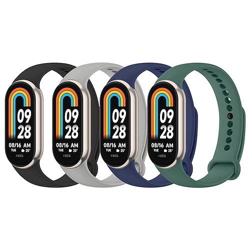 4er-Pack Smartwatch-Armbänder, kompatibel mit Xiaomi Mi Band 10, Band 9, Band 8, Smartwatch-Armband, verstellbares Sportarmband, Ersatzarmband Image