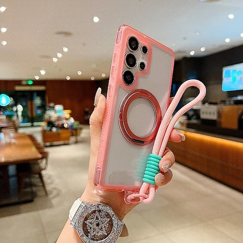 Handy Hülle Handyhüllen Für Samsung Galaxy S25 S25 Ultra Plus S25 Edge S24 Plus S24 Rückseite mit Trageriemen Unterstützt kabelloses Laden Ständer Retro TPU Acryl Image