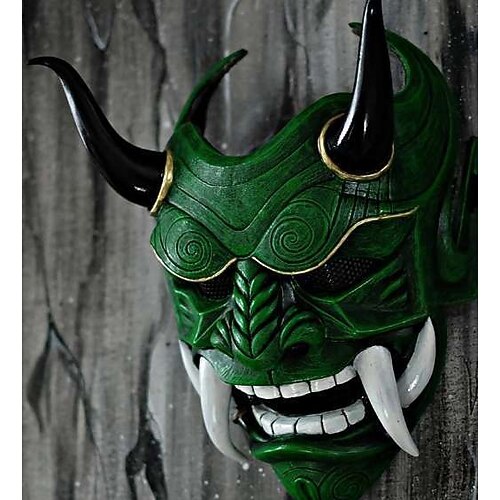 Samurai Dämon Halloween Maske Japanische Oni-Maske Horror Gruselig Vollgesicht Erwachsene Unisex Halloween Karneval Leistung Party Einfache Halloween-Kostüme Verkleiden Image