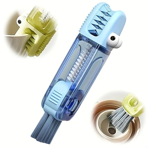 3-in-1 Krokodil-Reinigungsbürste mit auswechselbaren Schrubberbürsten Fugenreinigungsbürsten-Set für Babyflaschen, Zwischenräume, enge Stellen, Becher, Flaschen, Rillen und Deckel mit langlebigen Image