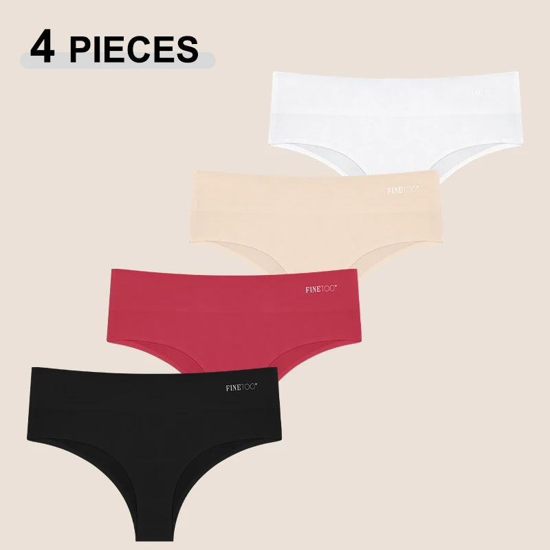 4 Teile/satz frauen Nahtlose Plus Größe Elastische Unterhose Sexy Hohe Taille Einfarbig Brief Bikini Hosen Weibliche Intime Dessous Image