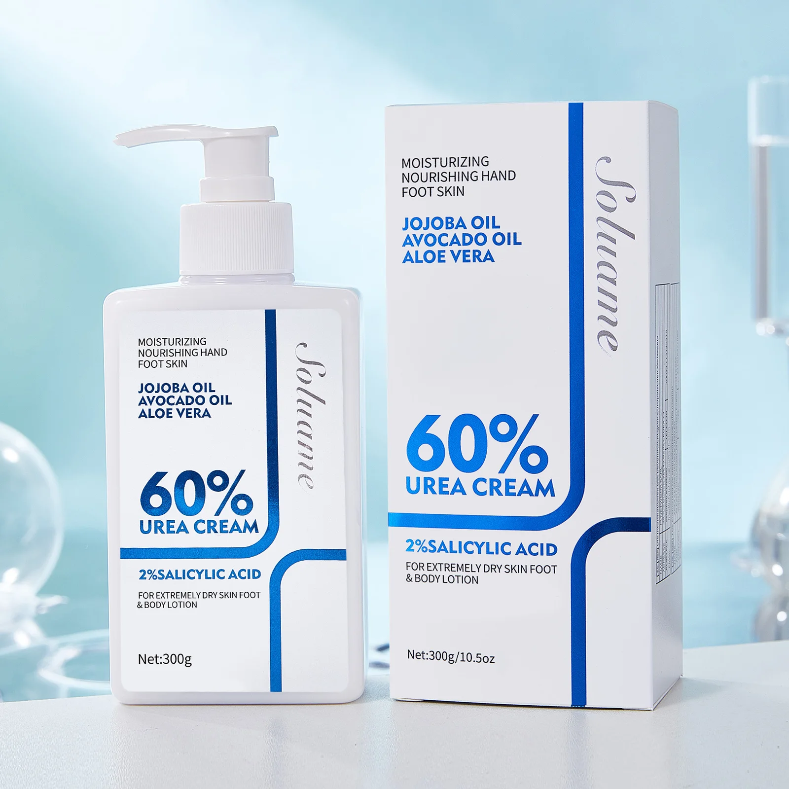 Harnstoffcreme 60 % Unisex-Ganzkörperlotion, Feuchtigkeitscreme, spendet Feuchtigkeit und pflegt die Fußpflege zur Erweichung der Haut für trockene, rissige, raue Haut Image