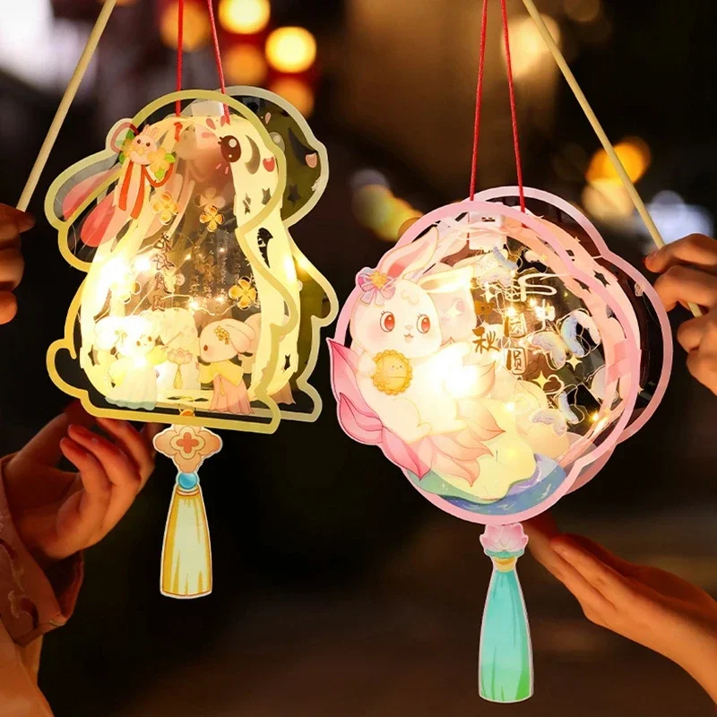 Chinesische Laterne DIY Mitte Herbst Festival Laternen chinesische Neujahrs dekoration führte handgemachte chinesische Lampe Weihnachten tragbare Lampe