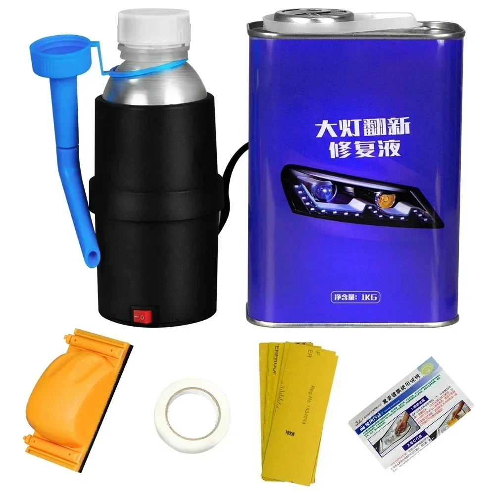 1L Car Headlight Polish Restoration Kit Headlight Polishing Cleaning Kit Anti-Scratch Hydrophobic Car Headlight Repair Polish