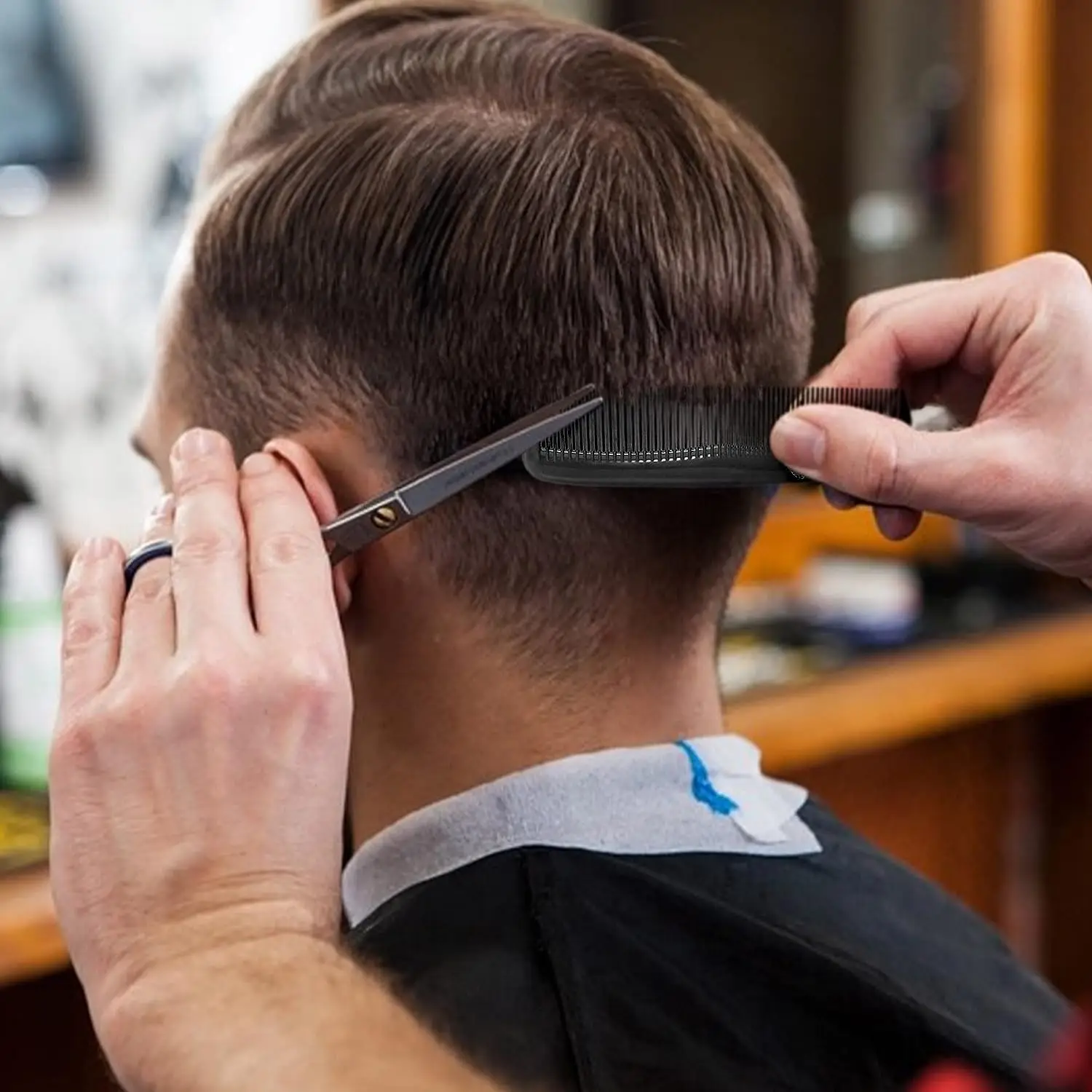 12 Stück tragbarer Friseurkamm mit doppelter Zahngröße und Abstand, kleiner Reihenkamm, kompakter und dicker Feinzahnkamm aus Kunststoff Image