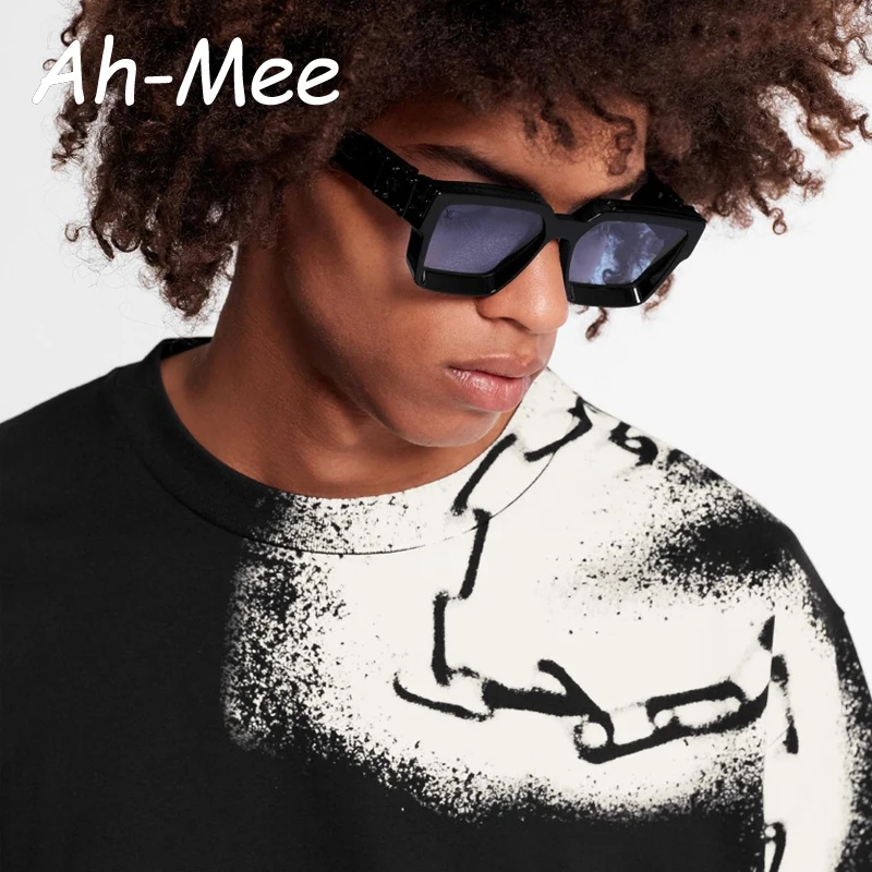 Schutzbrille Luxus Männer Niet Rechteck Sonnenbrille Frauen Shades Quadratische Schwarze Sonnenbrille Brillen Trendy Punk Brillen Image