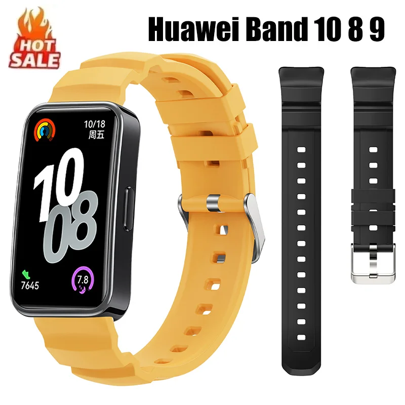 Silikonbänder für Huawei Band 10 9 8, Armbandzubehör, Ersatz, Sport, atmungsaktives Armband, Correa, Huawei Bands 10 9 8/8NFC Image