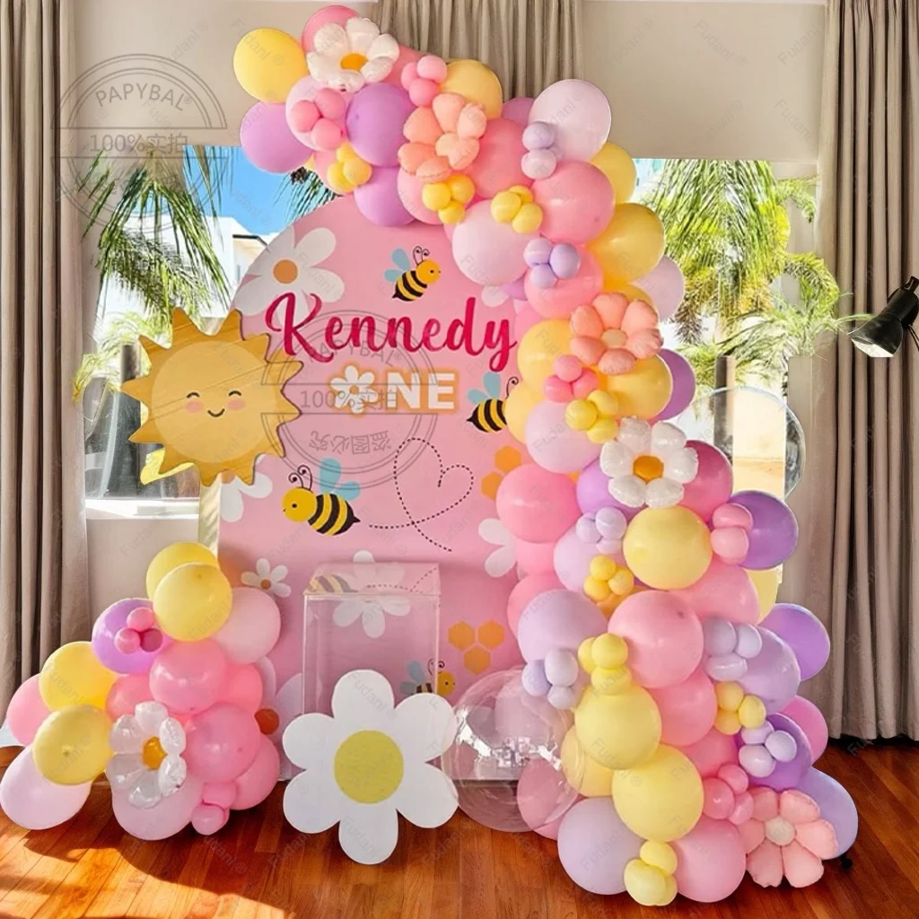162 stücke Pastell Macaron Luftballons Biene Girlande Bogen Kit Farbe Ballon Geburtstag Hochzeit Baby Dusche Liefert Daisy Thema Party decorat Image