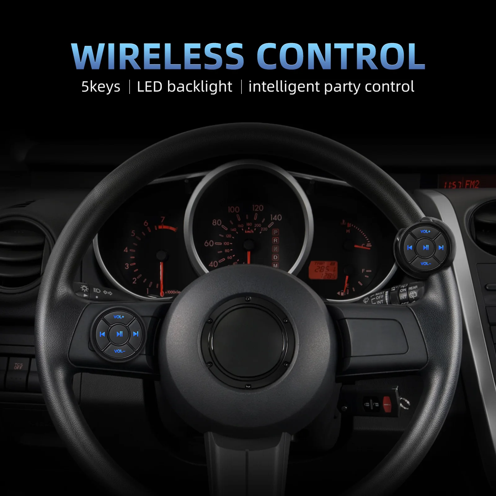 5KEY Auto Lenkrad Drahtlose Bluetooth-kompatibel Fernbedienung Taste für Android IOS Car Kit Styling Media Lautstärke benutzerdefinierte Image