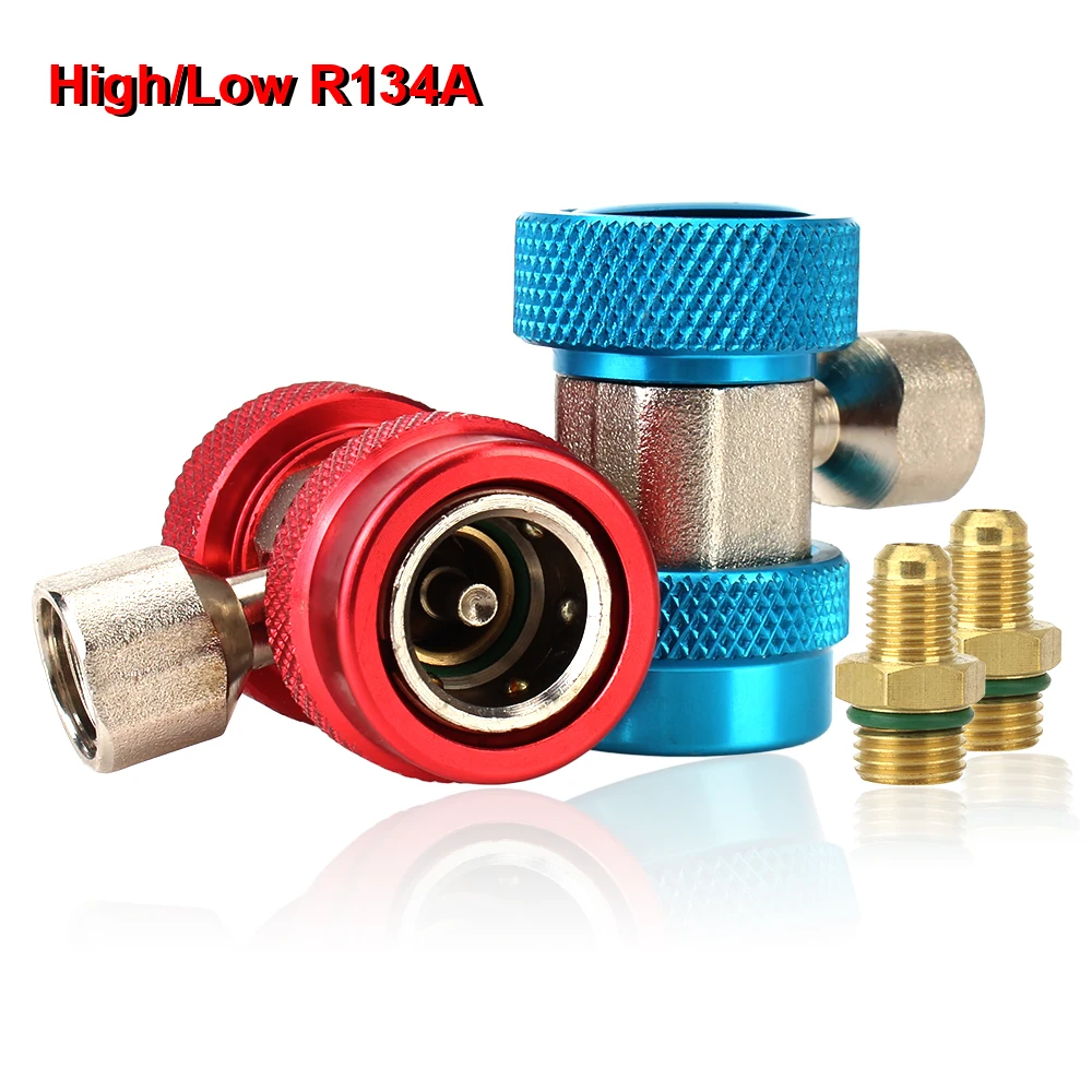 Auto klimaanlage Fluorid konverter Schnell kupplung Anschluss adapter r134a hoch niedrig einstellbar 2St Image