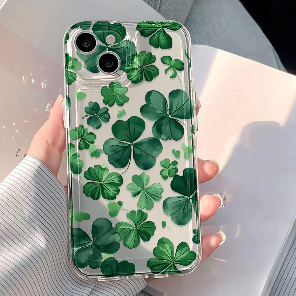 Vierblättriges Kleeblatt Klare Hülle für iPhone 17 Pro Max Hüllen iPhone 11 15 12 13 14 16 Pro Max Hülle 17 Air 17proMax Cover Funda Bumper Image