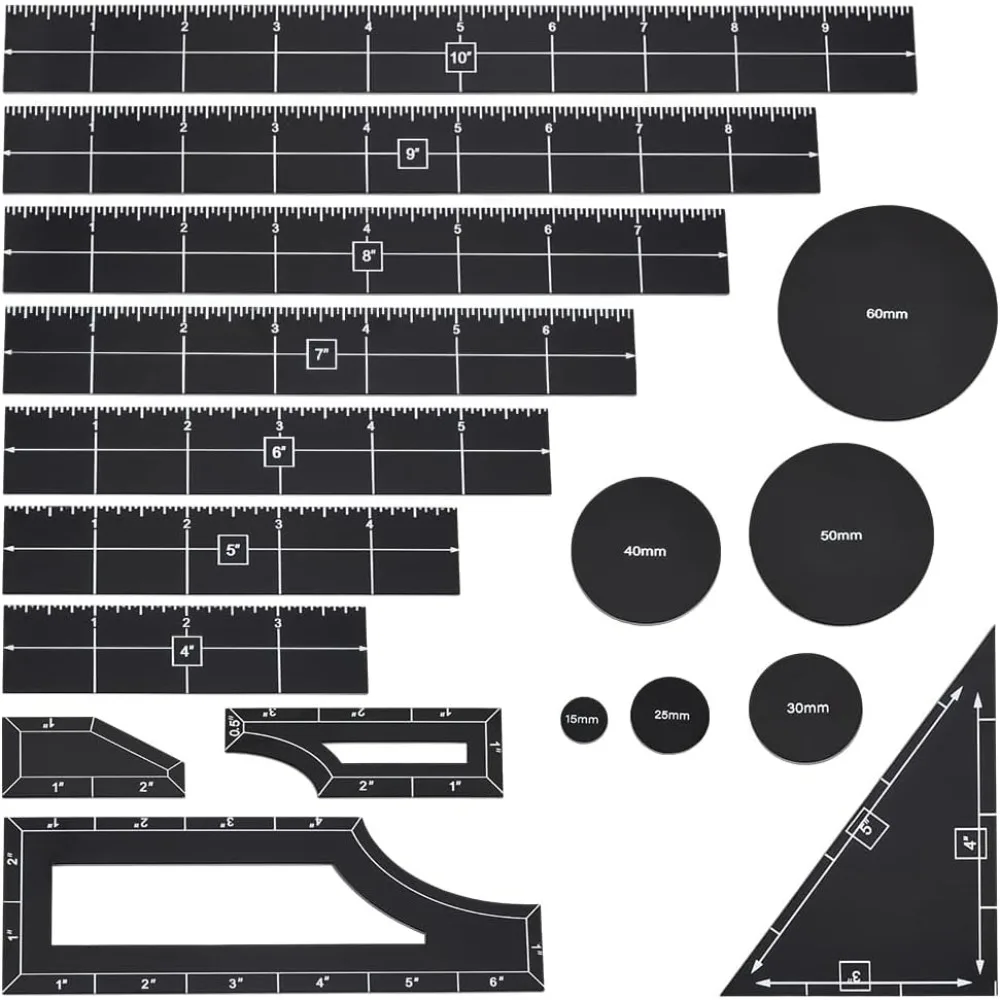 17Pcs Schwarz Objektiv Punkt Marker Acryl Objektiv Maker Lineal Set Spiele Mess Lineal Runde Objektiv Marker Image