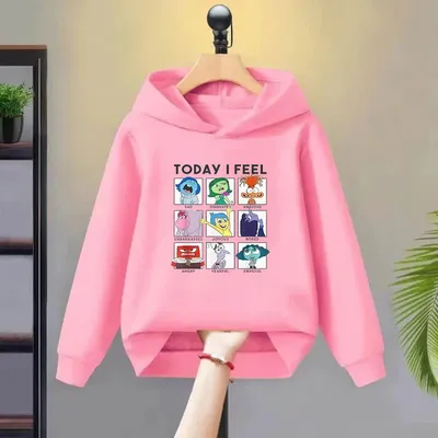 Children's Hoodies Disney Pixar Inside Out 2 Today I Feel 3-12 year Boy Girls Casual Toddle Sweatshirr tops white pink Coat