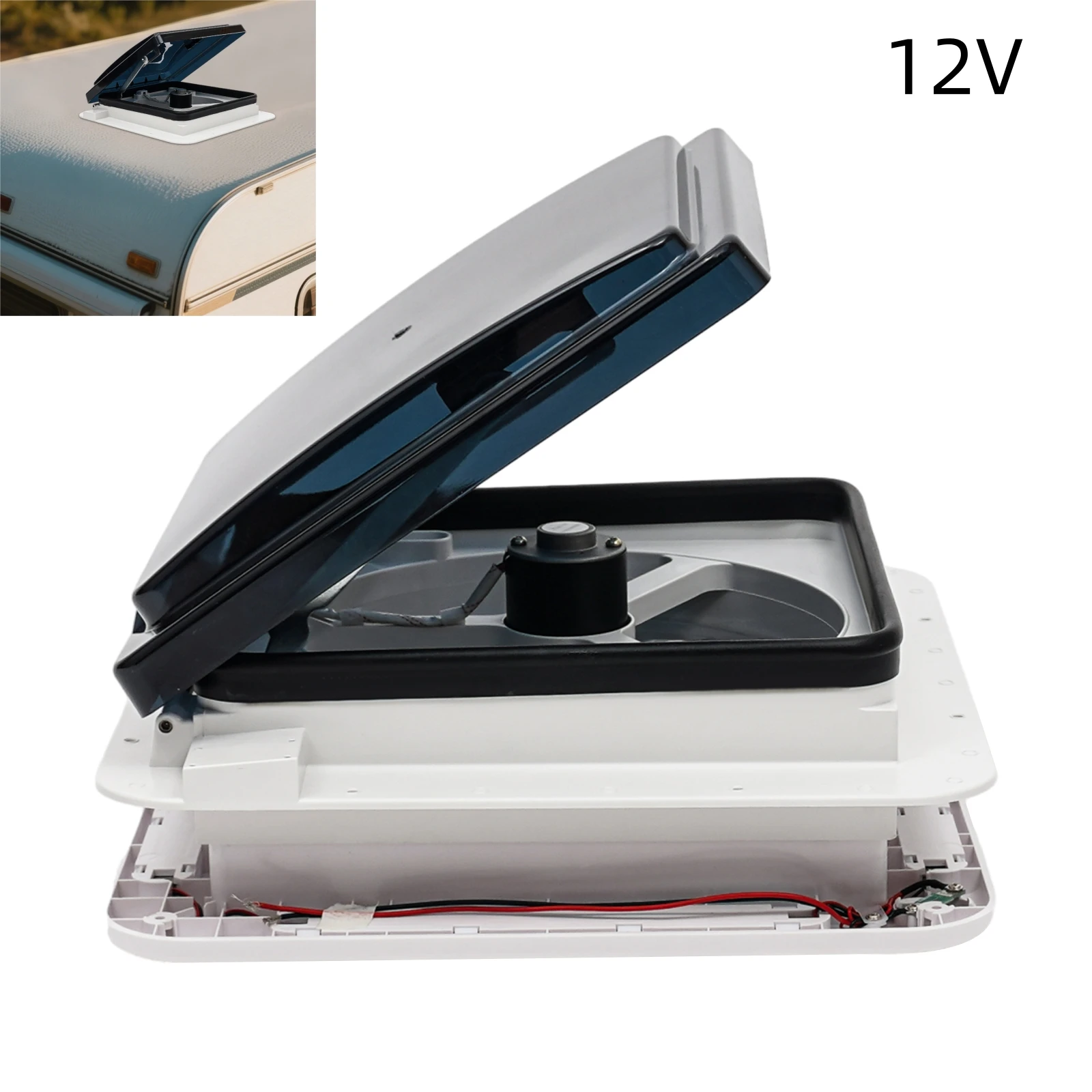 Leiser RV-Dachventilator – 10-Blatt-Dachventilator mit umkehrbarem Luftstrom und Insektenschutz aus Edelstahl für effektive Belüftung Image