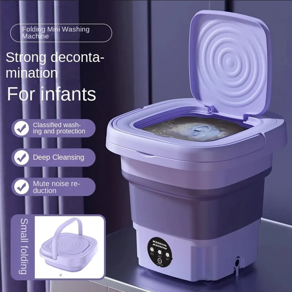 8L Portable Washing Machine Mini Foldable Washer Spin Dryer Washer for Cloth Travel Home Underwear Sock Mini Washer Laundry Tool