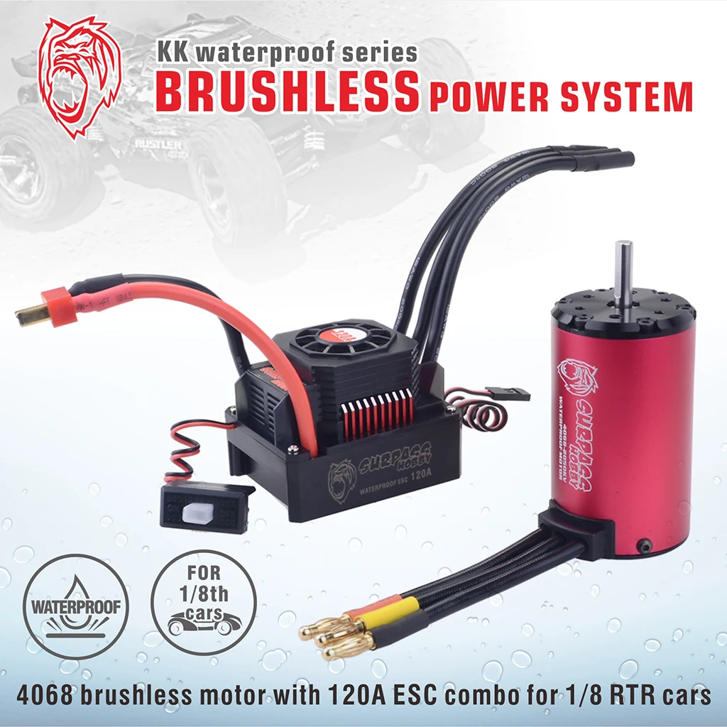 SURPASS HOBBY KK Wasserdichter Combo 4068 Bürstenloser Motor mit 120 A bürstenlosem Regler für 1/8 RC Drift Rennwagen RC Modellzubehör