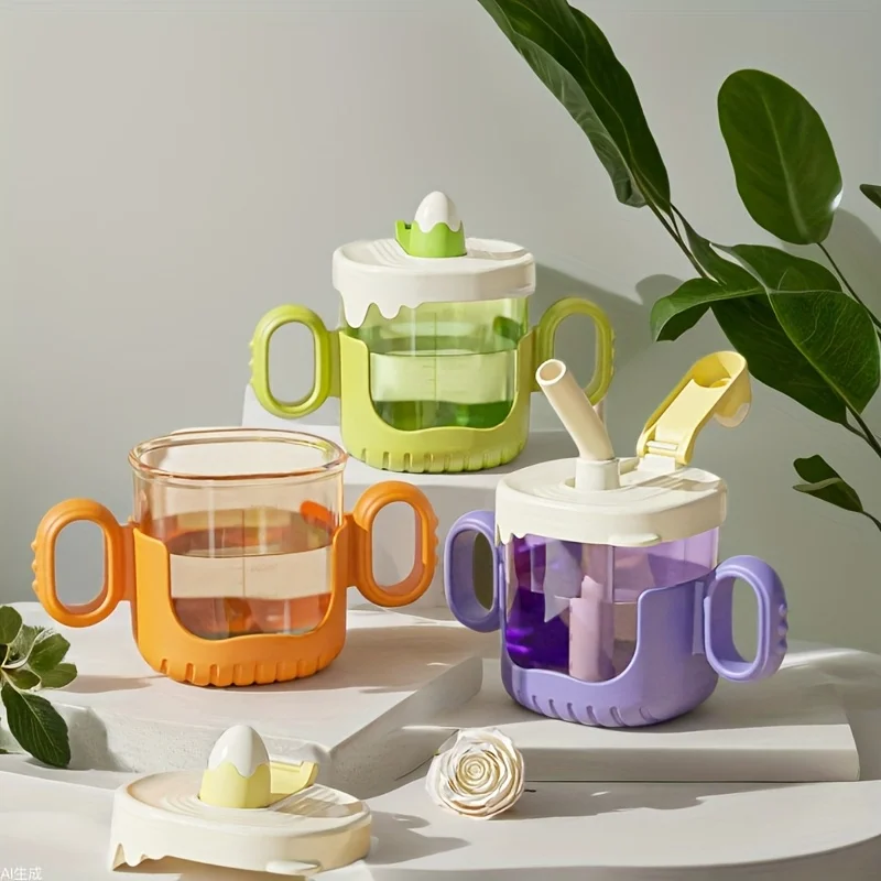 300 ml/10 Unzen 3-in-1-Trainingsbecher mit Strohhalm, Schnabeltasse, Weithalsbecher, Trinkwasserbecher für Kinder für Party, Geburtstag Image