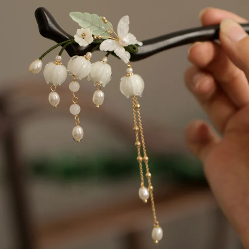 Imitation Perle Blume Quaste Haarnadeln Alten Stil Hanfu Zubehör Haar Sticks Vielseitig Neue Frauen Kopfschmuck Schmuck Geschenk W Image