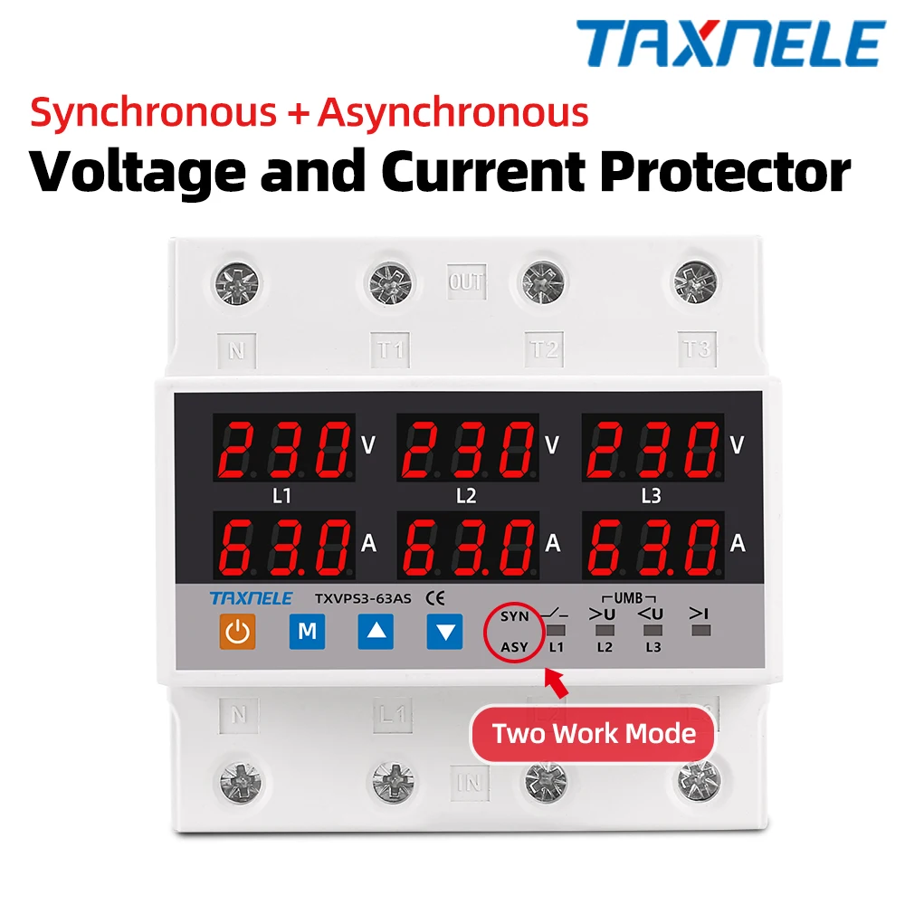3-phasiges SYN ASYNC Synchrones asynchrones Voltmeter, einstellbar über Unterspannung, Strombegrenzungsschutz, Relaisschutz Image
