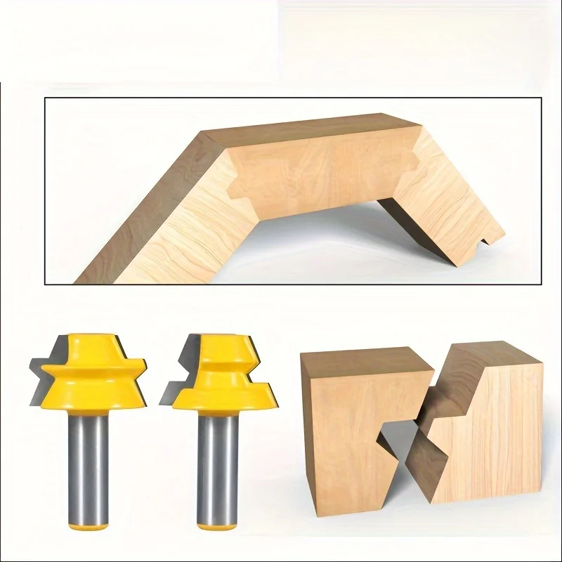 ‌ 2PC 12mm/12,7mm Schaft Achteckiger Einsteckfräser - Kantenbesatz- und Nutschneider für die Holzbearbeitung, halbschaftkompatibel ‌ Image