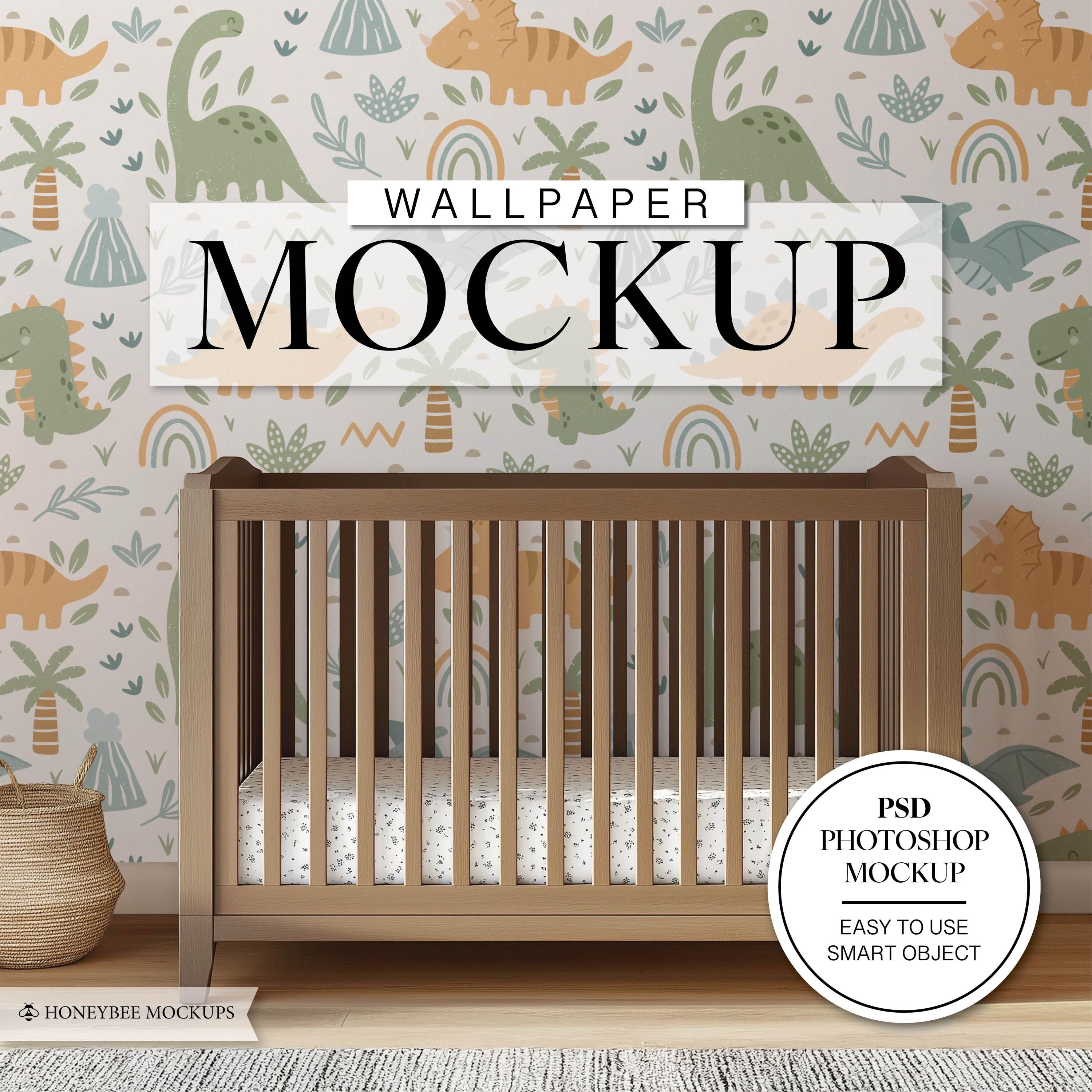 Mockup di carta da parati per cameretta dei bambini, Mockup di design d'interni, Mockup di carta da parati PSD, Mockup di parete, Mockup Psd, Mockup d